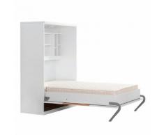 Schrankbett KiYDOO smart - 160 x 205 cm - Kaltschaummatratze - Weiß / Kernbuche