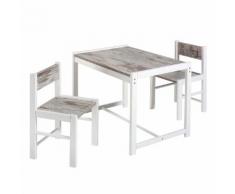 Kindersitzgruppe Sammy (3-teilig) - Buche massiv - Weiß/Shabby Chic Dekor