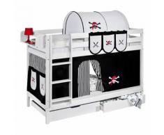Etagenbett JELLE Pirat Schwarz - mit Vorhang - weiß - LILOKIDS - 90 x 190 cm