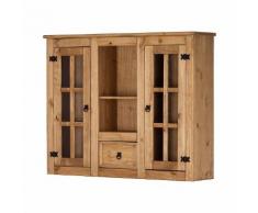 Aufsatz-Vitrine Finca Rustica - Kiefer massiv - gewachst