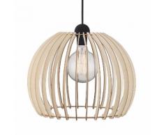 EEK A++, Pendelleuchte Chino - Holz massiv / Metall - 1-flammig - 40