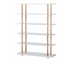 Regal Lindholm IV - Eiche Massiv - Weiß / Eiche - 120 cm - 168 cm