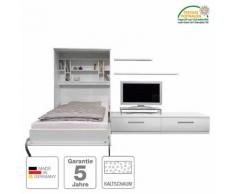 Schrankbett-Kombination Majano - 140 x 205 cm - Kaltschaummatratze - Weiß