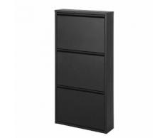 Schuhschrank Cabinet - Metall Schwarz - Höhe 103 cm - 3 Klappen