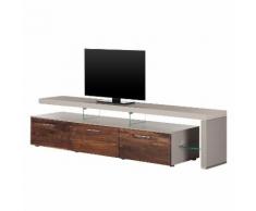 TV-Lowboard Solano II - Ohne Beleuchtung - Nussbaum / Platingrau - Mit TV-Bank rechts
