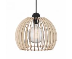 EEK A++, Pendelleuchte Chino - Holz massiv / Metall - 1-flammig - 30