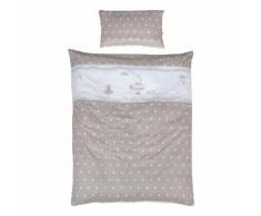 Babybettwäsche Indibär - Baumwollstoff - Taupe / Weiß