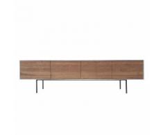 TV-Lowboard Weta - Eiche teilmassiv - Eiche / Marmor Dekor - Apricot