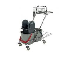 SPRINTUS Chrom pro Doppelfahreimer, Putzwagen mit zwei Wischeimern à 17 Liter einer Mopppresse und Ablagekorb, 1 Stück