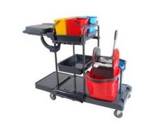 Floorstar 1 Quattro BASIC Reinigungswagen, Reinigungswagen mit vier farbigen Utensilieneimern, Maße (B x L x H): 62,5 x 133 x 110 cm