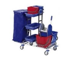 Floorstar RW 1 SOLID Reinigungswagen, verchromt, Stabiler Reinigungswagen für mittlere bis große Objekte, Fassungsvermögen: für 1 x 120 Liter Müllsäcke