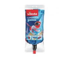 Vileda SuperMocio 3x Action System Wischmopp, SuperMocio Wischmop mit Stiel, 1 Packung = 1 Stück