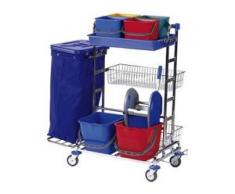 Floorstar RW 3 SOLID Reinigungswagen, verchromt, Reinigungswagen für unterschiedliche Anwendungsbereiche, Fassungsvermögen: für 120 Liter Müllsäcke