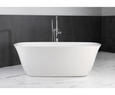 Freistehende Badewanne aus Mineralguss 170x77x62 cm in Weiß Glanz