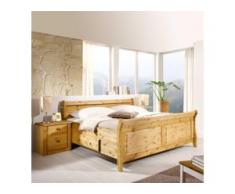 Komfortbett mit Nachtkommoden aus Kiefer Massivholz Landhaus (3-teilig)