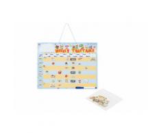 Navaris Magnettafel, abwischbarer Wochenplan magnetisch 40 x 32cm - mit 98 Magneten und Stift - individualisierbare Tafel Familienplaner Wochenplaner Deutsch