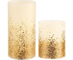 Pauleen LED-Kerze »Golden Glitter« (Set, 2-tlg), Wachskerze, Timer, elfenbein/Glitzer gold
