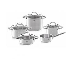 Fissler Topf-Set »Fissler Topf-Set san francisco 5-tlg.«, Edelstahl 18/10, (Set, 9-tlg), Induktionsgeeignet, Töpfe mit Glasdeckel, backofen-geeignet,Mess-Skala