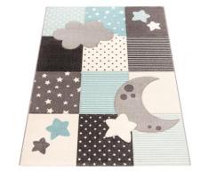 Kinderteppich »Cosmo 755«, Paco Home, rechteckig, Höhe 18 mm, 3D-Design, Patchwork Muster, Motiv Sterne, Wolken & Punkte, Pastell-Farben, Kinderzimmer