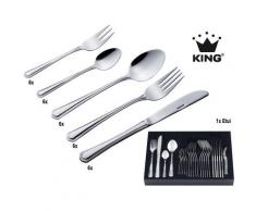 KING Besteck-Set »Düsseldorf«, pflegeleichter Edelstahl 18/0 in zeitlosem Design, mit Besteck-Etui, 31 TEile für 6 Personen