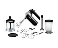 BOSCH Handmixer HomeProfessional MFQ4885DE, 575 W, Edelstahl-Knethaken, 2x Rührbesen, Universalzerkleinerer, Pürierstab, Mixbecher, schwarz
