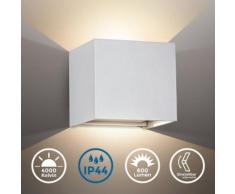 B.K.Licht LED Außen-Wandleuchte, LED Wandstrahler 7W Außenlampe 600lm 4000K Wandspot IP44 metall weiß