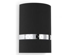 Joop! Wandleuchte »ROUND LIGHTS CHROME«, Wandleuchte mit rundem, gewebtem Textil-Leuchtenschirm in Schwarz und eingelassenem Metall-Dekorband