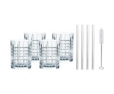 Nachtmann Whiskyglas »Tastes Good«, Kristallglas, (4x Whiskybecher, 4x Glashalm, 1x Reinigungsbürste), 345 ml