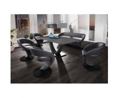 K+W Komfort & Wohnen Essgruppe »Wave«, (Set), Design-Solobank mit 4 Design-Drehstühlen und Tisch in 180x90cm, Tischplatte Wildeiche treibholzfarbig, Füße Bank / Stühle Metall schwarz Struktur