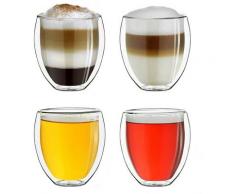 Creano Thermoglas, Borosilikatglas, bauchig, doppelwandig mit Thermoeigenschaft, 4-teilig