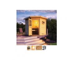 Karibu Saunahaus »Fiete«, BxTxH: 196 x 196 x 226 cm, 38 mm, 9-kW-Bio-Ofen mit ext. Steuerung