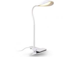 B.K.Licht Klemmleuchte, LED Schreibtischleuchte flexibel schwenkbar warmweiße Lichtfarbe Leselampe 1,8m Kabelschalter Klemmbreite bis 30mm Höhe 40cm Weiß