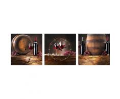Conni Oberkircher´s Bild mit Uhr »Wine Barrels - Weingläser und Fässer«, Wein (Set), mit dekorativer Uhr, Küche, Genuss