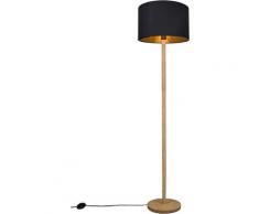 Home affaire Stehlampe »Marleen«, Massivholz, Stoffschirm in der Farbkombination Schwarz/Gold