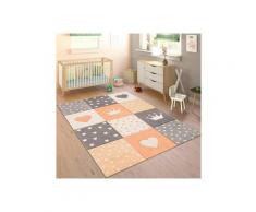 Kinderteppich »Cosmo 339«, Paco Home, rechteckig, Höhe 16 mm, Kurzflor, Pastell Farben, Patchwork Design, 3D Effekt, Motiv Herzen, Punkte & Krone, Kinderzimmer