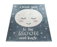 Kinderteppich »Aleyna 103«, Paco Home, rechteckig, Höhe 6 mm, Kinder Design, niedliches Mond Motiv mit Schriftzug, Kinderzimmer