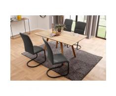 my home Essgruppe »Alex/Freja«, (Set, 5-tlg), bestehend aus Alex Esstisch 160 cm und 4er Set Freja Stühle, Samtstoff