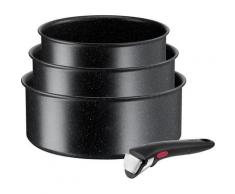Tefal Topf-Set »L39996 Ingenio Black Stone«, Aluminium, (Set, 4-tlg), Antihaft, Thermo-Signal, abnehmbarer Griff, alle Herdarten, Induktion