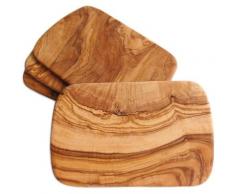 Olivenholz-erleben Frühstücksbrett, Olivenholz, (Set, 4-St), je Gr. 22 x 14 cm