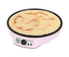 bestron Crêpesmaker im Retro Design, 1000 W, Ø 30 cm, inkl. Teigverteiler & Crêpes-Wender, mit Antihaftbeschichtung, Farbe: Pink