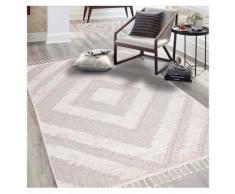 Teppich »Valencia 810«, Carpet City, rechteckig, Höhe 20 mm, Boho-Stil, Raute-Muster, 3D-Effekt, mit Fransen, Sisal, ideal für Wohnzimmer & Schlafzimmer
