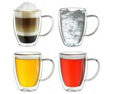 Creano Thermoglas, Borosilikatglas, mit Henkel, 250 ml, 4-teilig