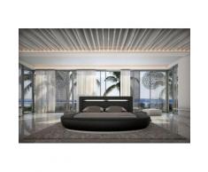 SalesFever Rundbett, mit LED-Beleuchtung im Kopfteil, Design Bett in Kunstleder, Lounge Bett mit stimmungsvollem Licht, Rundbett