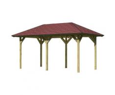 Karibu Pavillon »Lillehammer 2«, (Set), BxTxH: 284x491x279 cm, mit roten Dachschindeln