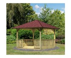 Karibu Holzpavillon »Cordoba 2«, (Set), BxT: 357x357 cm, inkl. Brüstung, Fußboden, Dachschindeln und Pfostenanker
