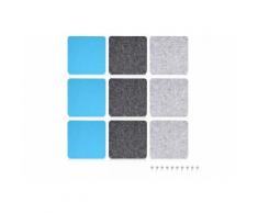 Navaris Pinnwand, Filz Memoboards Set quadratisch - 9x Filzboard 17,7x17,7cm mit Stecknadeln und Klebeband - für Küche und Büro