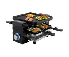 PRINCESS Raclette 162915 4 Piano-Schwarz für 4 Personen, 4 Raclettepfännchen, 700 W