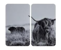 WENKO Herd-Abdeckplatte »Highland Cattle«, Glas, Kunststoff, (Set, 2 tlg), für alle Herdarten