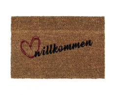 Fußmatte »Kokos Willkommen«, Andiamo, rechteckig, Höhe 17 mm, Schmutzfangmatte, mit Spruch, In- und Outdoor geeignet