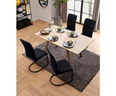 my home Essgruppe »Alex/Freja«, (Set, 5-tlg), aus Holzwerkstoff, bestehend aus Alex Esstisch 160 cm und 4er Set Freja Stühle in Samtstoff